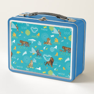 Lunch Box Roi Lion  Turquoises caractères et icônes Motif
