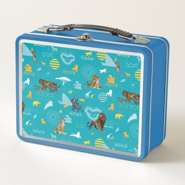 Lunch Box Roi Lion| Turquoises caractères et icônes Motif (Devant)