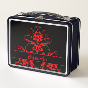Lunch Box Romantique, Élégant Vintage Rouge Damas