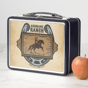 Lunch Box Roping Cowboy AJOUTER LE NOM Western Family Horse