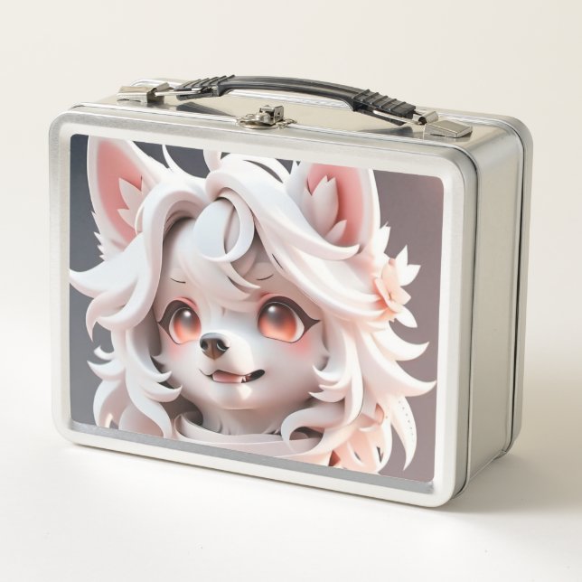 Lunch Box Rosé Et Blanc Fluffé (Devant)