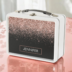 Lunch Box Rose Gold Blush Pink Parties scintillant Girl Mono