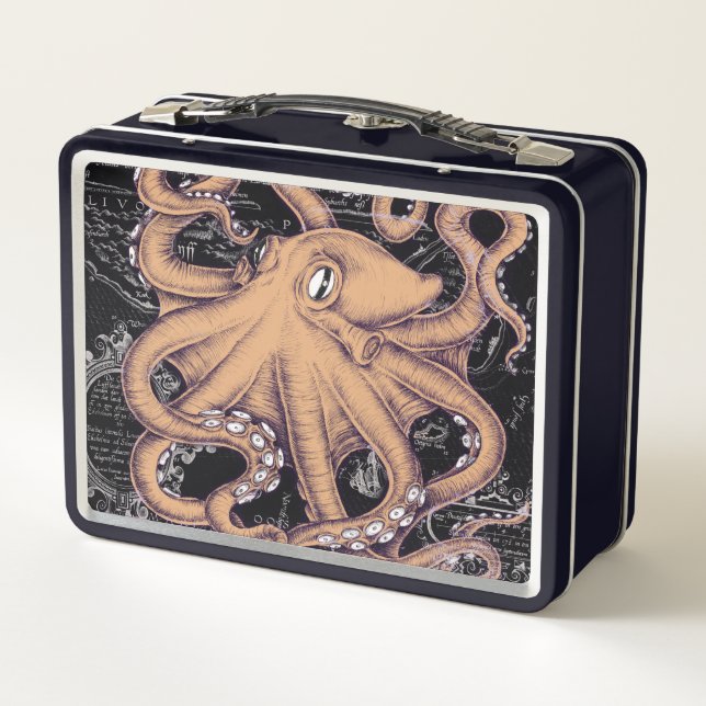 Lunch Box Rose octopique orange (Dos)