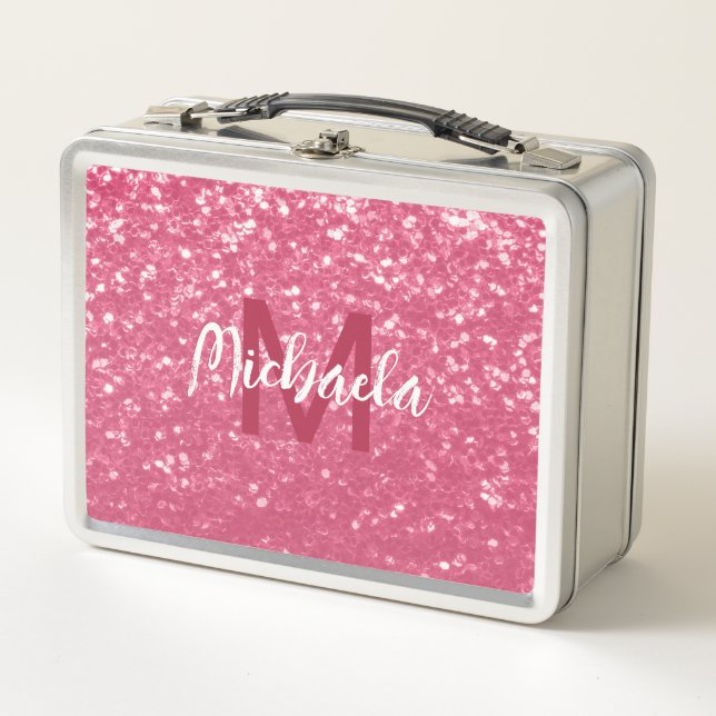 Lunch Box Rose rose clair faux pétille parties scintillant M (Devant)