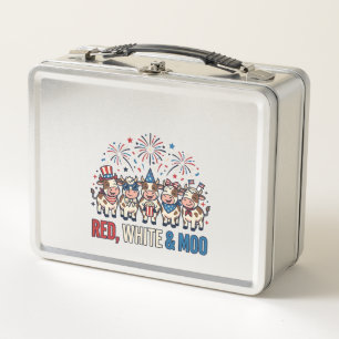 Lunch Box Rouge Blanc et Vache Patriotique Vintage Shirt_1