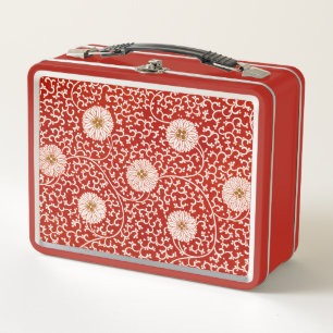 Lunch Box Rouge Floral Vibrant Ornate Classé Motif