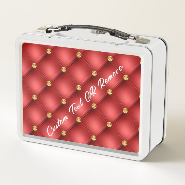 Lunch Box Rouge Gold Diamond Tuft Metal Boîte à lunch Texte  (Dos)