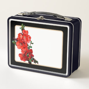 Lunch Box Rouge Japonais en fleurs de coing illustration noi