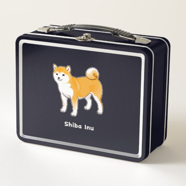 Lunch Box Rouge Shiba Inu & Noir Et Tan Shiba Inu Pixel Art (Devant)