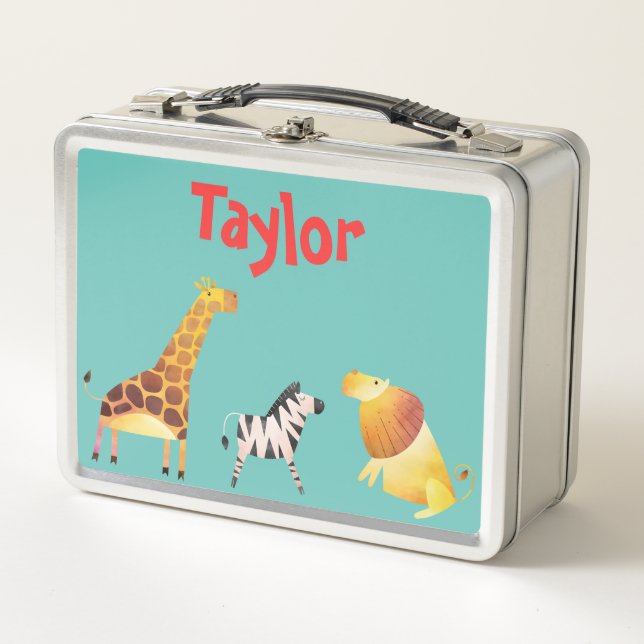 Lunch Box Safari amusant Giraffe Lion et Zebra (Devant)