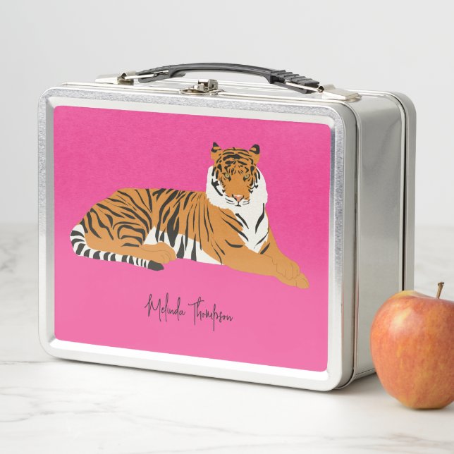 Lunch Box Safari Jungle rose Orange Tiger Animal tendance (En situation)