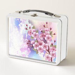 Lunch Box Sakura rose sur la peinture Arrière - plan