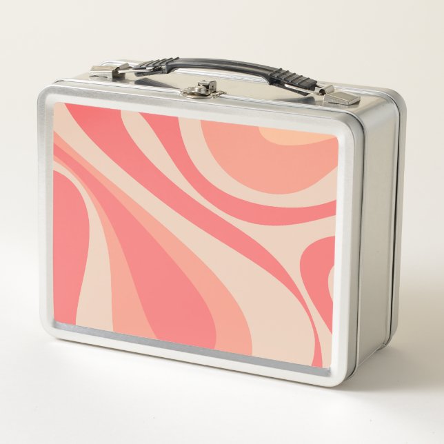 Lunch Box Saumon rose Mod Swirl Pastel Abstrait esthétique (Devant)
