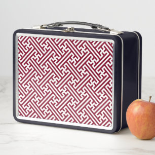 Lunch Box Sayagata motif, japonais, bourgogne et blanc