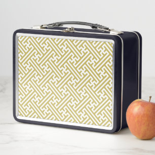 Lunch Box Sayagata motif, japonais, or et blanc