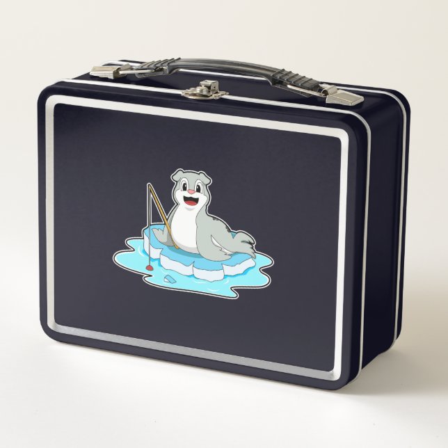 Lunch Box Sceau à la pêche avec canne à pêche (Devant)