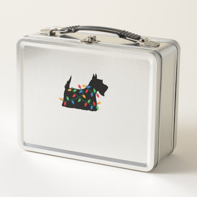 Lunch Box Scottish Terrier Scottie Chien Noël Lumières Cadea (Devant)