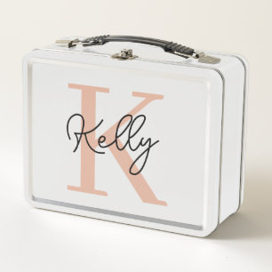 Lunch Box Script de monogramme rose vierge moderne