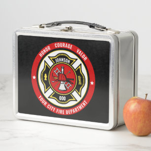 Lunch Box Secourt de pompier AJOUTER LE NOM Insigne du servi
