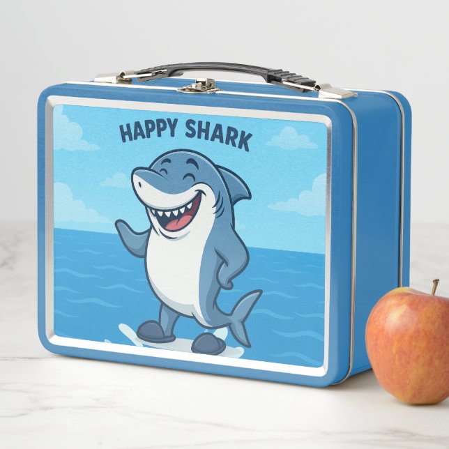 Lunch Box Shark caricature amusant en Chaussons - Joyeux req (En situation)
