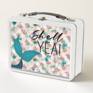 Lunch Box Shell Yea Turquoise & Gold Glam Mermaid Queue & Sc