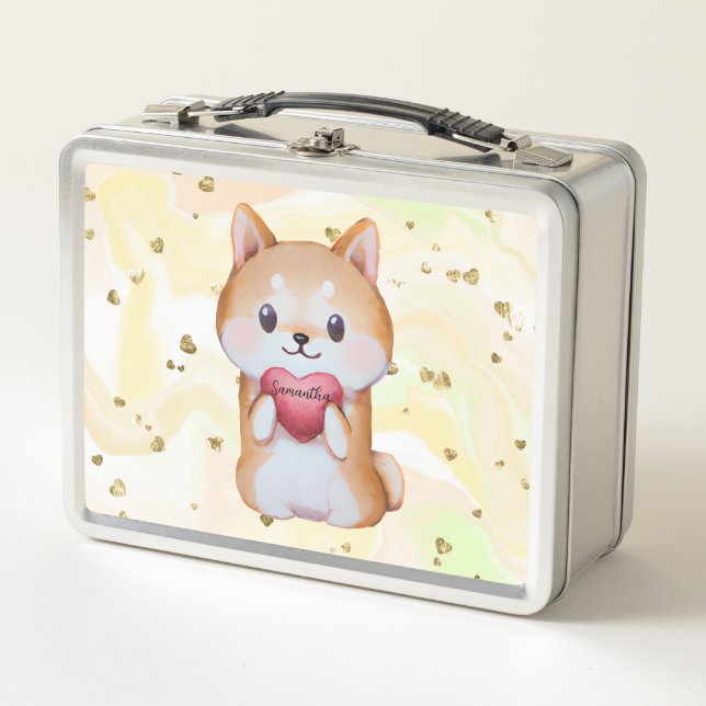Lunch Box Shiba Inu Tenir Un Coeur (Devant)