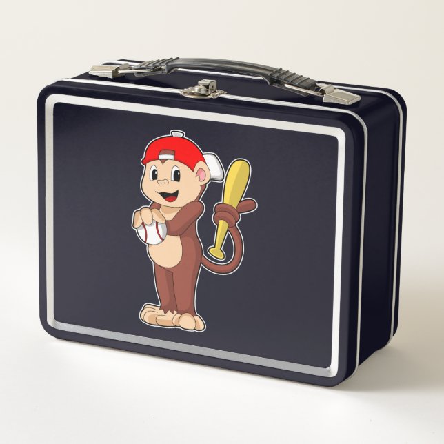 Lunch Box Singe au baseball avec batte de baseball (Devant)