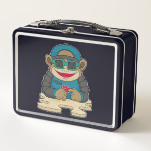 Lunch Box Singe au Poker avec cartes de Poker et lunettes de
