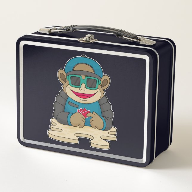Lunch Box Singe au Poker avec cartes de Poker et lunettes de (Devant)