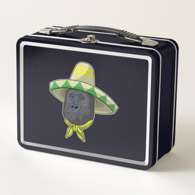 Lunch Box Singe avec casquette de paille (Devant)
