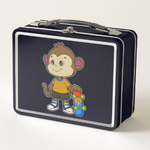 Lunch Box Singe comme patineur avec skateboard