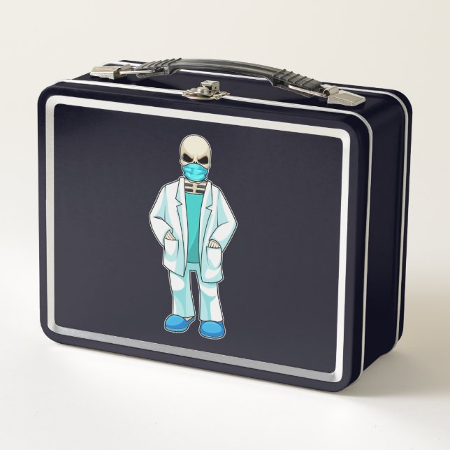 Lunch Box Skeleton comme docteur avec masque visage (Devant)