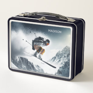 Lunch Box Skieur de montagne nom personnalisé