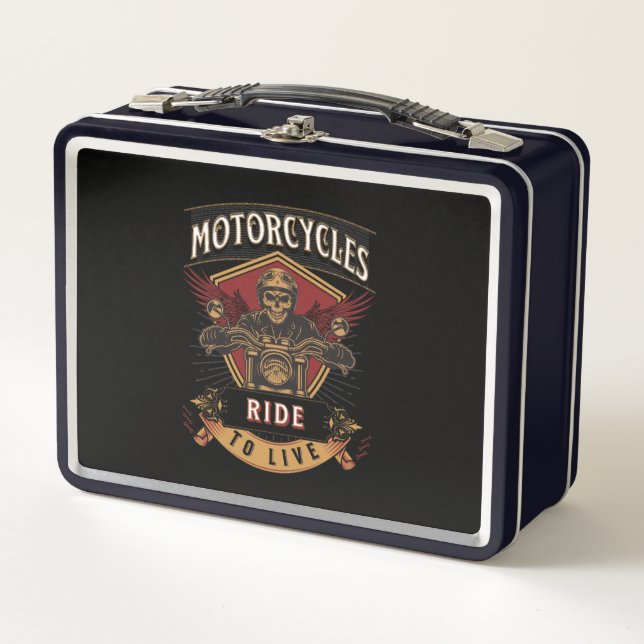 Lunch Box Skull Ride Cycles moteurs, Ride To Live (Devant)