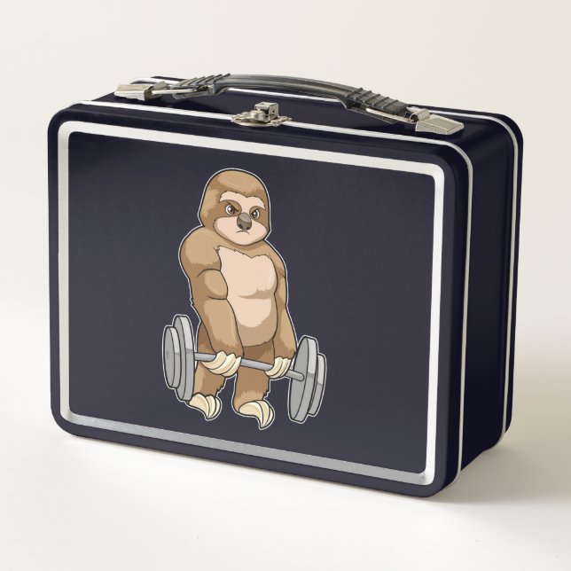 Lunch Box Sloth au Bodybuilding avec Barbell (Devant)
