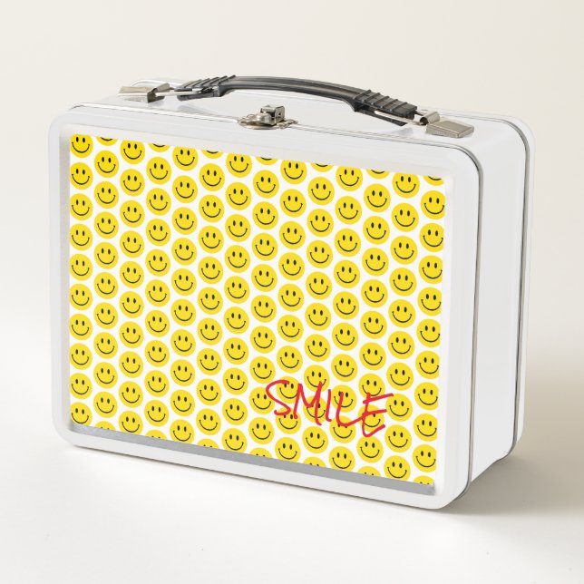 Lunch Box SMILE Visage Jaune Noir Blanc Joyeux Enfants de l' (Devant)