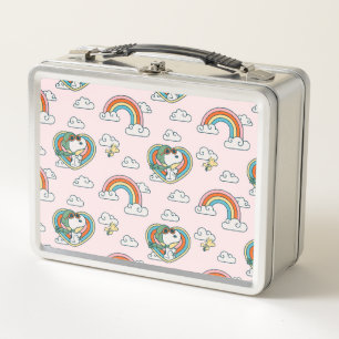 Lunch Box Snoopy & Woodstock Rainbow Heart Motif