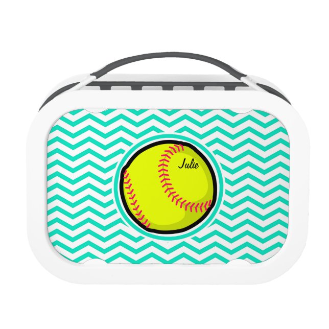 Lunch Box Softball ; Aqua Green Chevron (Devant)