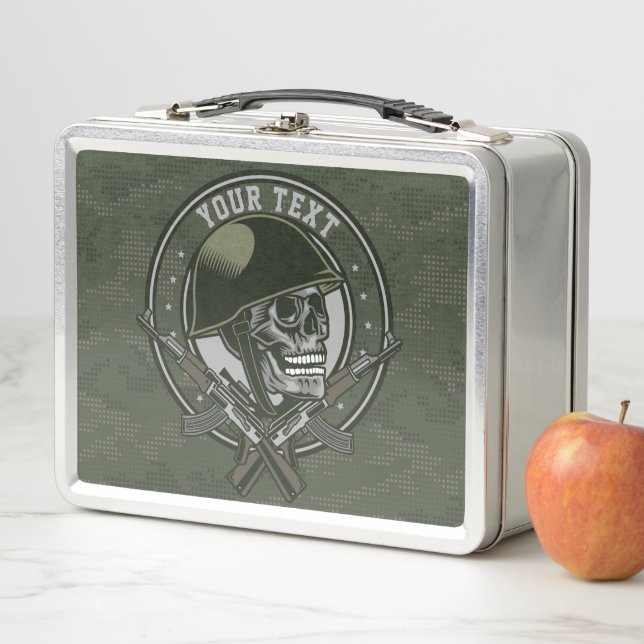 Lunch Box Soldat de Camo militaire personnalisé : crâne et a (En situation)