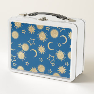 Lunch Box Soleil de lune étoile parties scintillant bleu mar