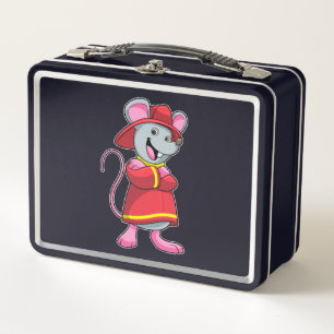 Lunch Box Souris comme pompier avec casque