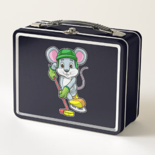 Lunch Box Souris de hockey sur glace avec bâton de hockey