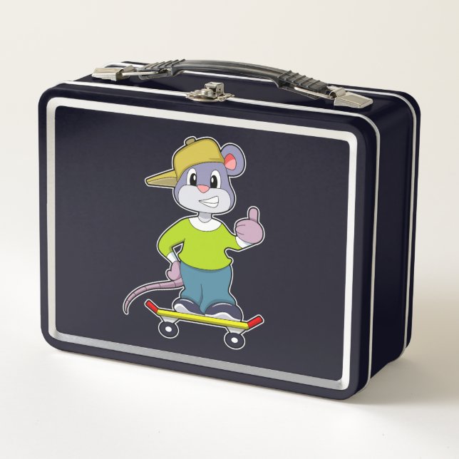 Lunch Box Souris en skate avec skateboard (Devant)