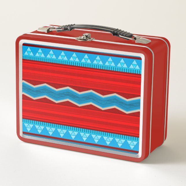 Lunch Box Southwest River Canyon Geometric Red Turquoise (Devant)