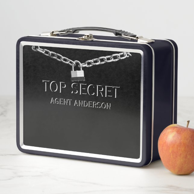 Lunch Box SPY ou AGENT Personnalisé Top Secret Enfants Noir (En situation)
