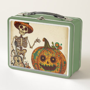 Lunch Box Squelette vintage/Jour Citrouille des morts