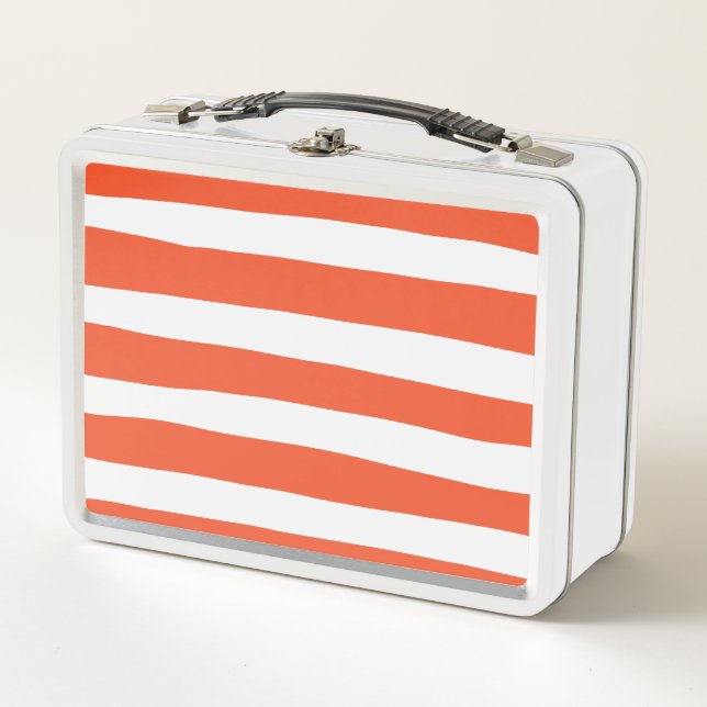 Lunch Box Stripes inégales - Orange et blanc (Devant)