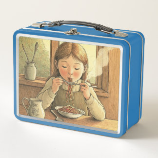 Lunch Box Sweet Modest Design – Jewish Girl Eating Pasta