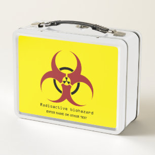 Lunch Box symbole de biodanger radioactif lettrage rouge/noi