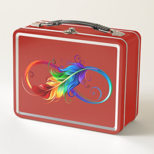 Lunch Box Symbole d'infini avec plume arc-en-ciel (Devant)
